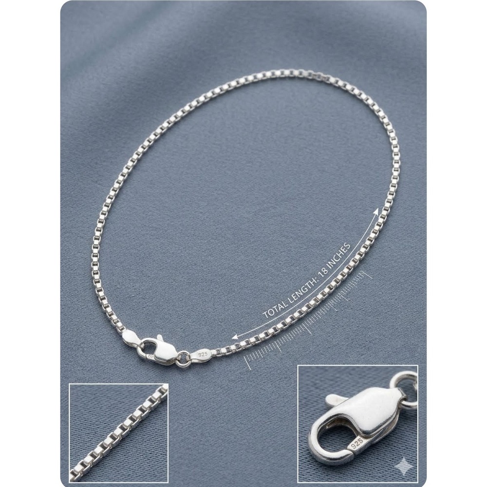 925 Sterling Silver Box Chain Bracelet Lobster Clasp Minimalist Jewelry
